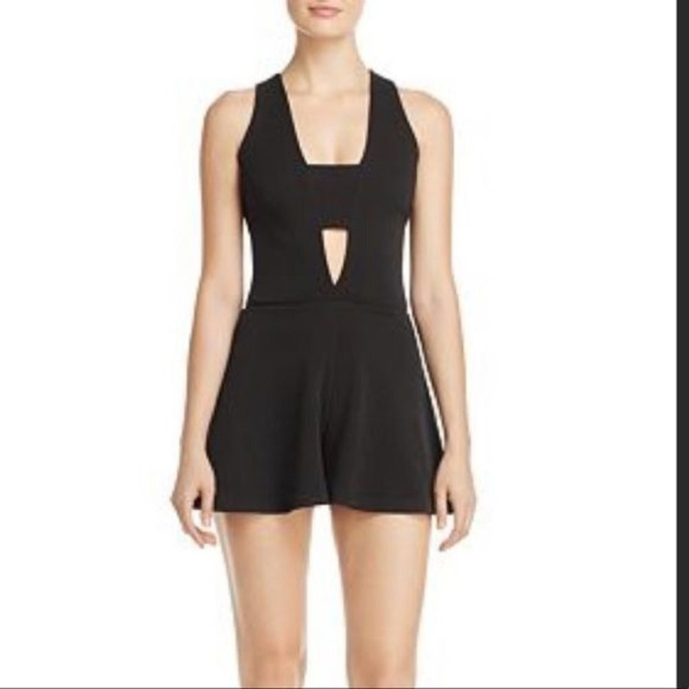 Aqua Solid Black Romper Cut Out Small